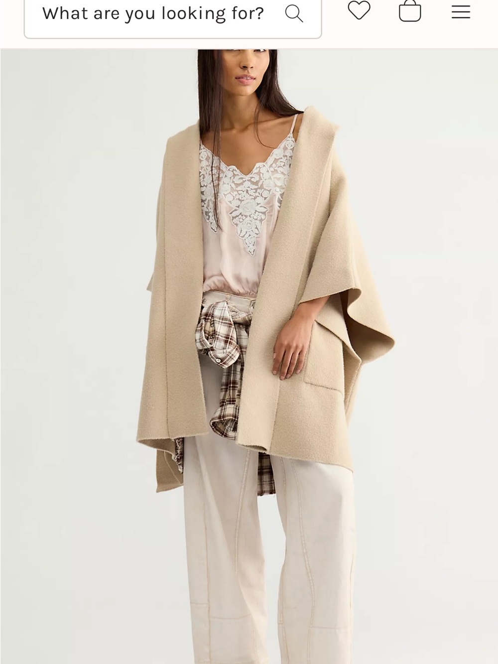 Free People Hooded Poncho Shrug in Light Cream